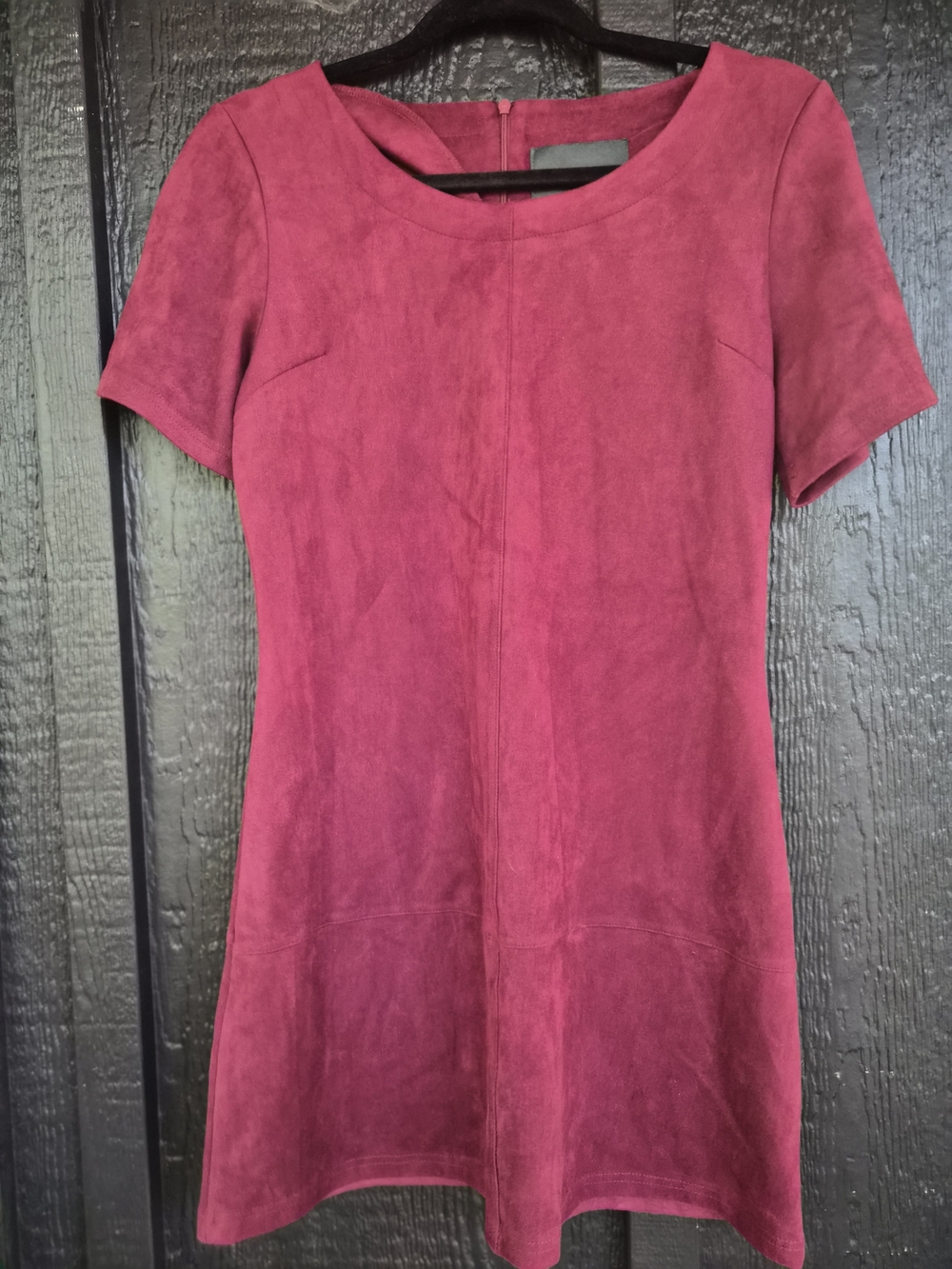 Women's Short Sleeve Suede-Look Dress